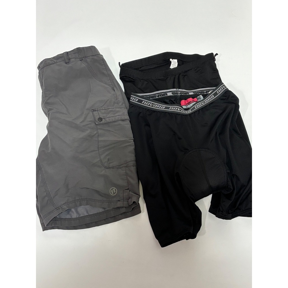 NOVARA Set of‎ 3 Men's Cycling Shorts Padded Liner Black Gray Cargo Style Size L